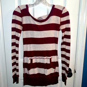 Red & white striped tunic sweater